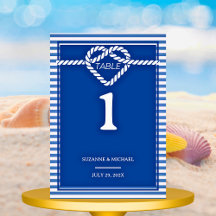 Nautical Navy Blue Tying Knot Stripes Wedding