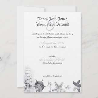 Nautical Navy Blue Wedding Invitation
