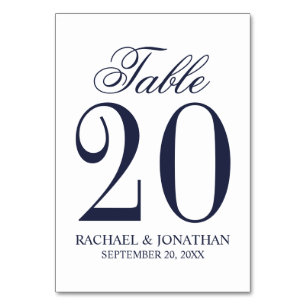 Nautical Navy Blue Wedding Table Number