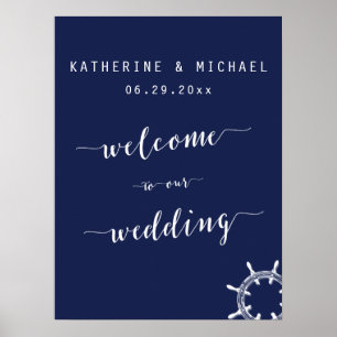 Nautical Navy Blue Wedding Welcome Sign