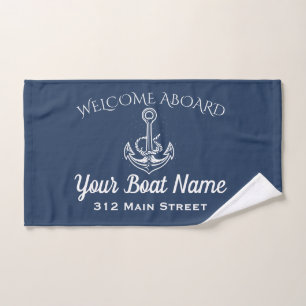 Nautical Navy Blue Welcome Aboard Ancre Nom du bat
