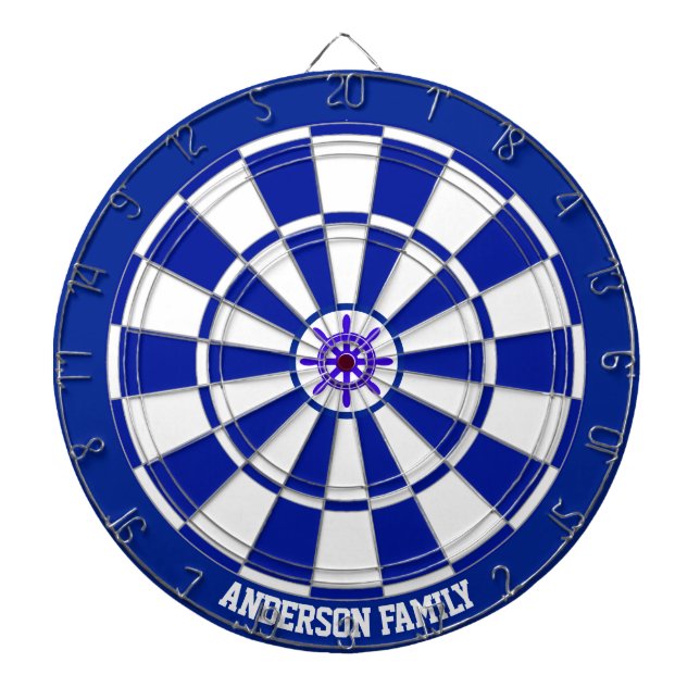 Nautical Navy Blue & White Bicolor Dart Board (Front)