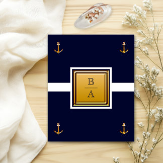 Nautical Navy Blue White Budget Wedding Invitation Flyer