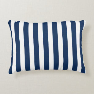 Nautical Navy Blue & White Striped Accent Pillow