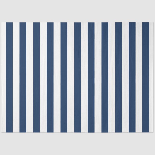 Nautical Navy Blue & White Striped   Tissue Paper (Front)