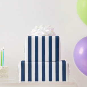 Nautical Navy Blue & White Striped Wrapping Paper