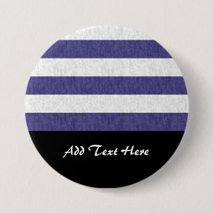 Nautical Navy Blue White Stripes 3 Inch Round Button