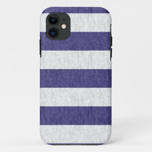 Nautical Navy Blue White Stripes iPhone 11 Case