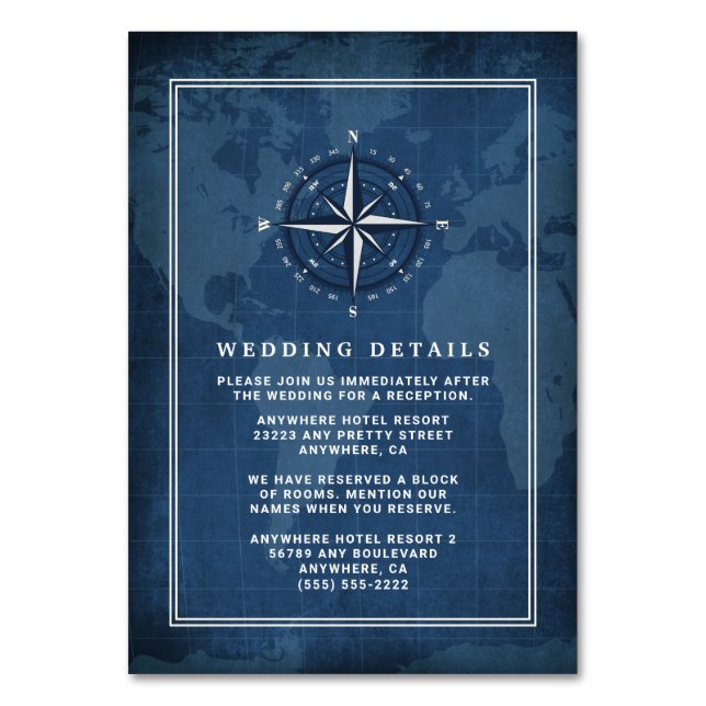 Nautical Navy Blue & White Wedding Enclosure Cards (Front)