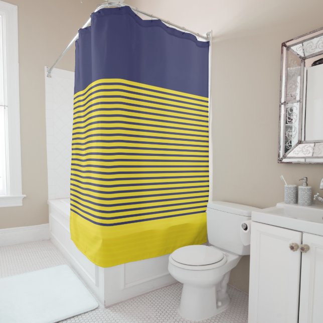 Nautical Navy Blue Yellow Stripes (In Situ)