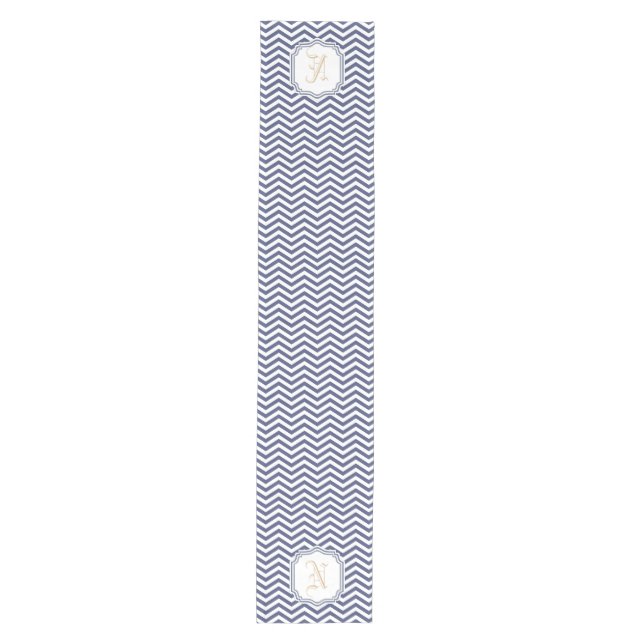 Nautical Navy Chevron Monogramed Medium Table Runner (Front)