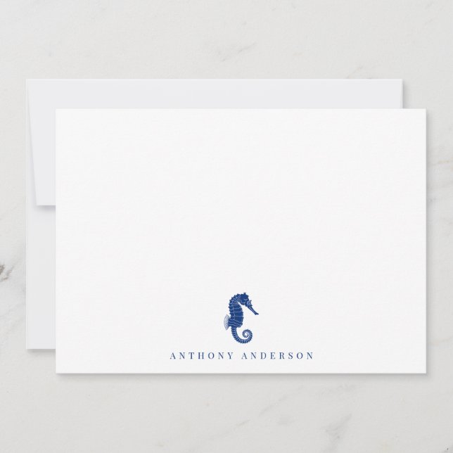 Nautical Navy Correspondence Flat Note Card (Front)