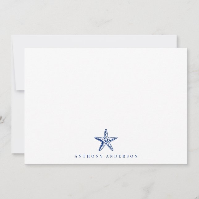 Nautical Navy Correspondence Flat Note Card (Front)