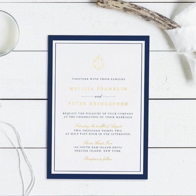 Nautical Navy & Gold Anchor Monogram Wedding (Creator Uploaded)