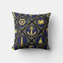 Nautical navy/gold/dolphin/sailboat/anchor/crab