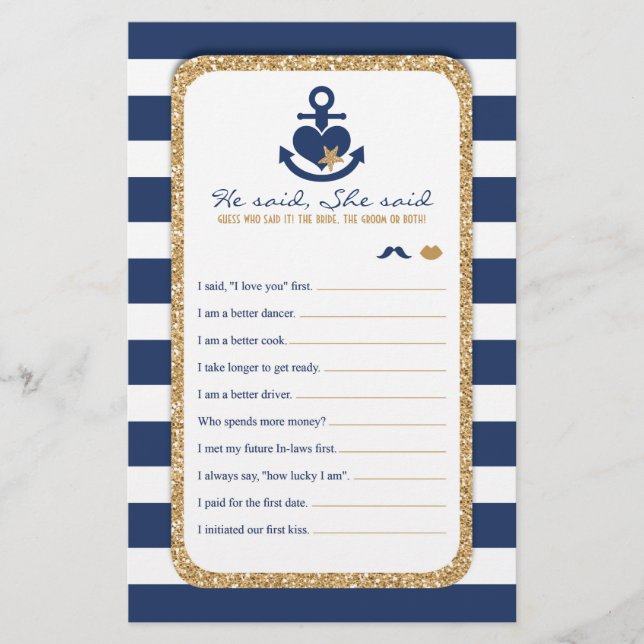 Nautical Navy & Gold He said, She said Flyer (Front)
