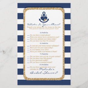 Nautical Navy & Gold What's In Your Phone Flyer