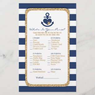 Nautical Navy & Gold What's In Your Purse Flyer