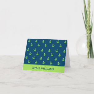 Nautical Navy Green Whale Personalized Thank You Card