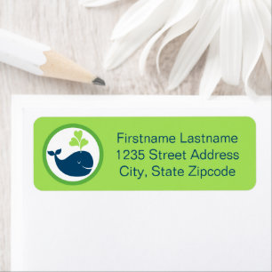 Nautical Navy Green Whale Return Address