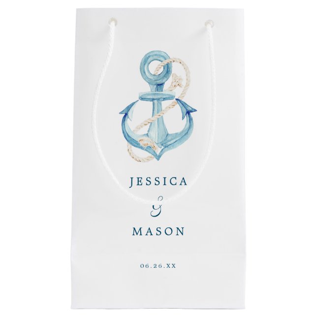 Nautical Navy Hotel Wedding Gift Bag (Front)