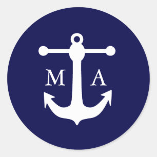 Nautical Navy Monogram Stickers