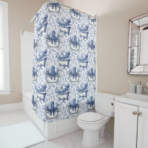 Nautical Navy Octopus in a Bath