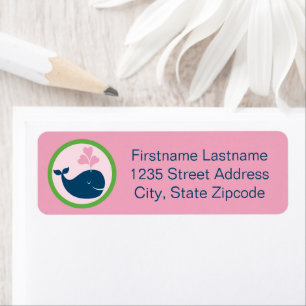 Nautical Navy Pink Whale Return Address