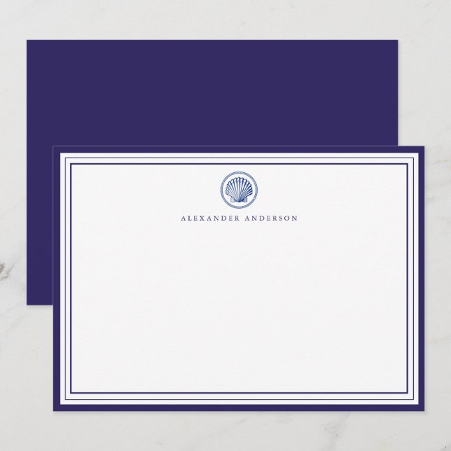 Nautical Navy Professional Border Correspondence Card (Front/Back)