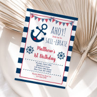 Nautical Navy & Red Anchor Boy Birthday