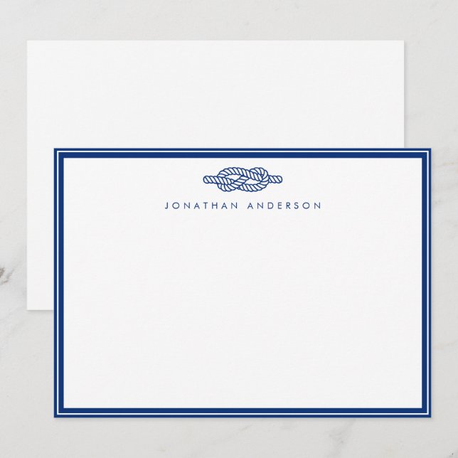 Nautical Navy Rope Correspondence  Card (Front/Back)