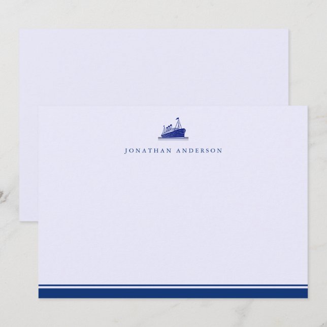 Nautical Navy Sailing Ship Correspondence Card (Front/Back)
