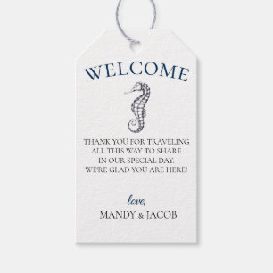 Nautical Navy Seahorse Wedding Welcome Bag Gift Tags