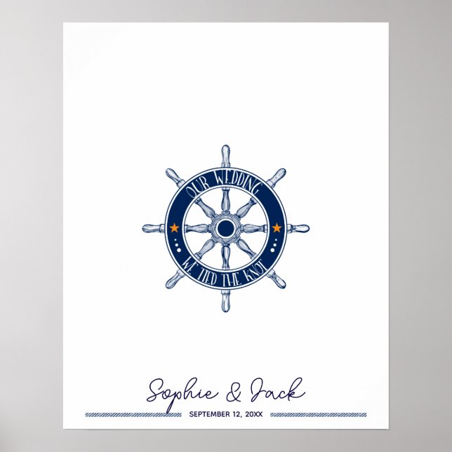 nautical navy signature wedding guest book (Front)