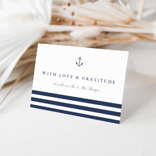 Nautical Navy Stripe Personalized Thank You Card
