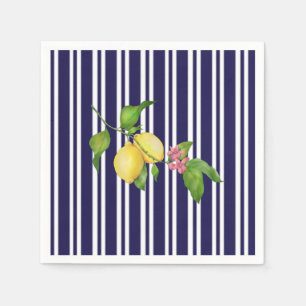 Nautical Navy Stripe Sicilian Lemon Paper Napkin