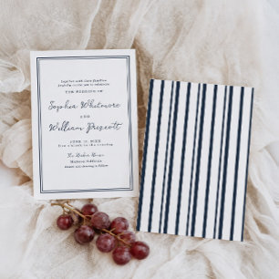 Nautical Navy Stripe Wedding Invitation