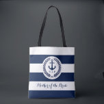 Nautical Navy Stripe Wedding Party Customized Tote Bag<br><div class="desc">A custom set of nautical wedding themed bags for your wedding party to carry around their belongings in style.</div>