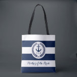 Nautical Navy Stripe Wedding Party Customized Tote Bag<br><div class="desc">A custom set of nautical wedding themed bags for your wedding party to carry around their belongings in style.</div>