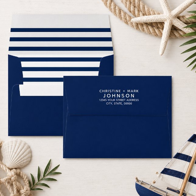 Nautical Navy Striped Address Envelope (Nautical stripe envelope inside that can coordinate with different products.
)
