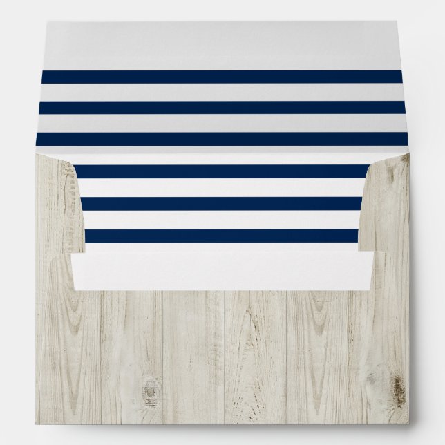 Nautical Navy Striped Rustic Future Mrs. & Mr. Envelope (Back (Bottom))