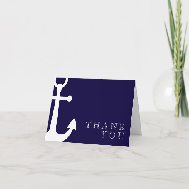 Nautical, Navy Stripes Thank You Cards (Front)
