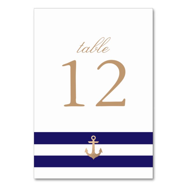 Nautical Navy Table Number (Front)