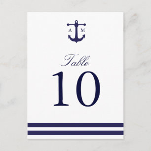 Nautical Navy Table Number Postcard