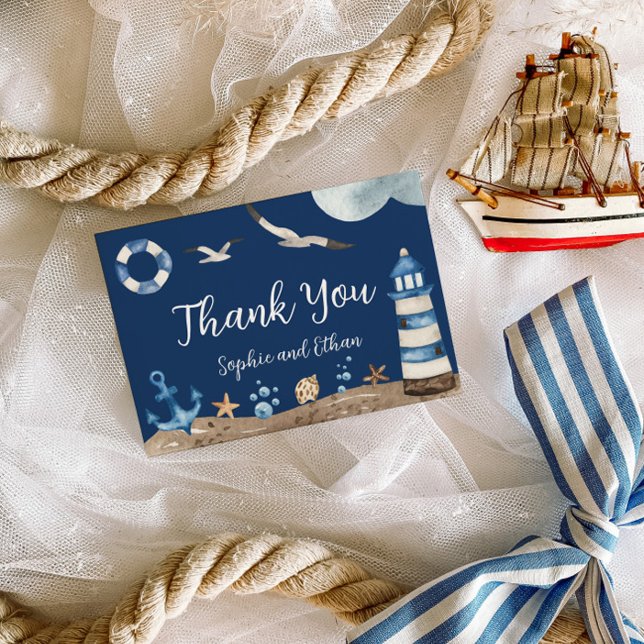 Nautical Navy Thank You Baby Shower Card (Creator Uploaded)