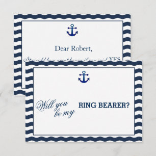 Nautical Navy Waves WILL YOU BE MY RING BEARER Invitation