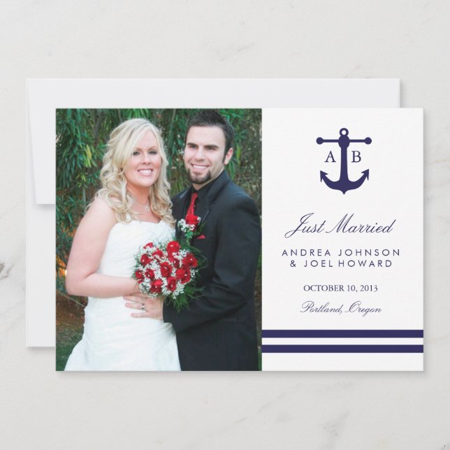 Nautical Navy Wedding Announcements (Front)