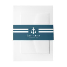Nautical Navy Wedding Invitation Belly Band