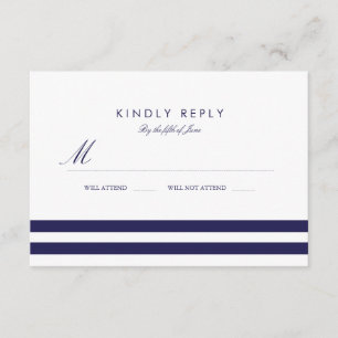 Nautical Navy Wedding RSVP Card