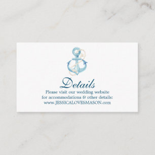 Nautical Navy Wedding Website Insert Card